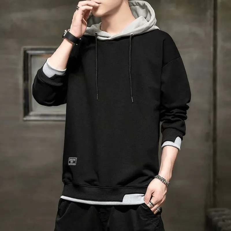 NEW Men's Casual Contrast Pullover Hoodie