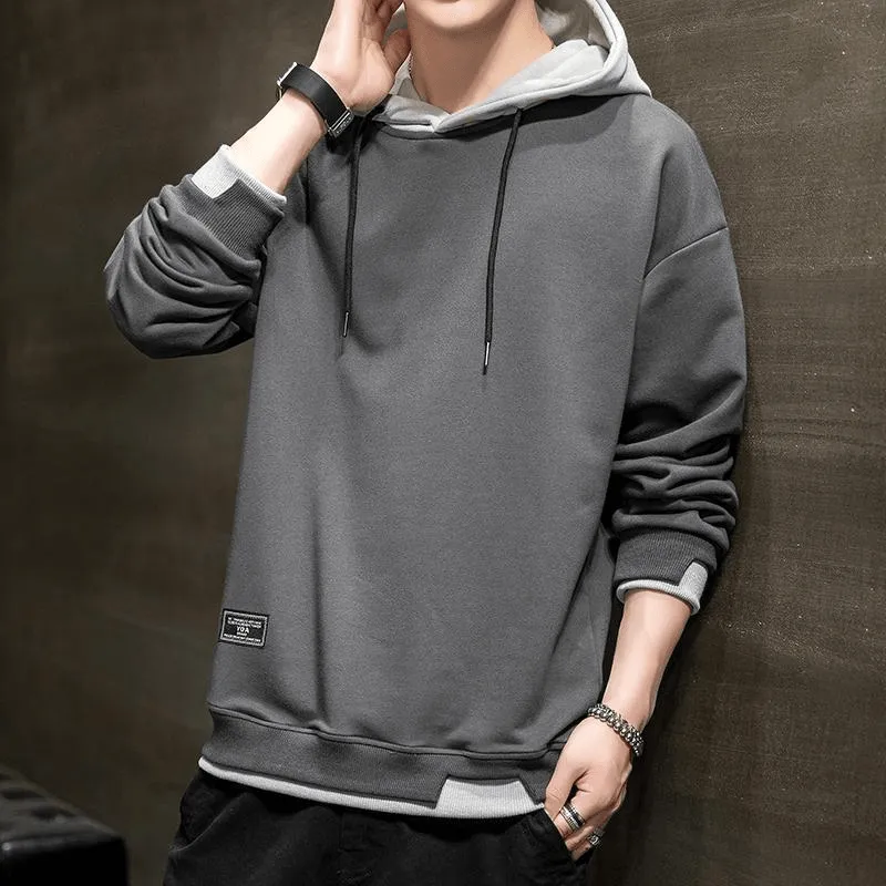 NEW Men's Casual Contrast Pullover Hoodie