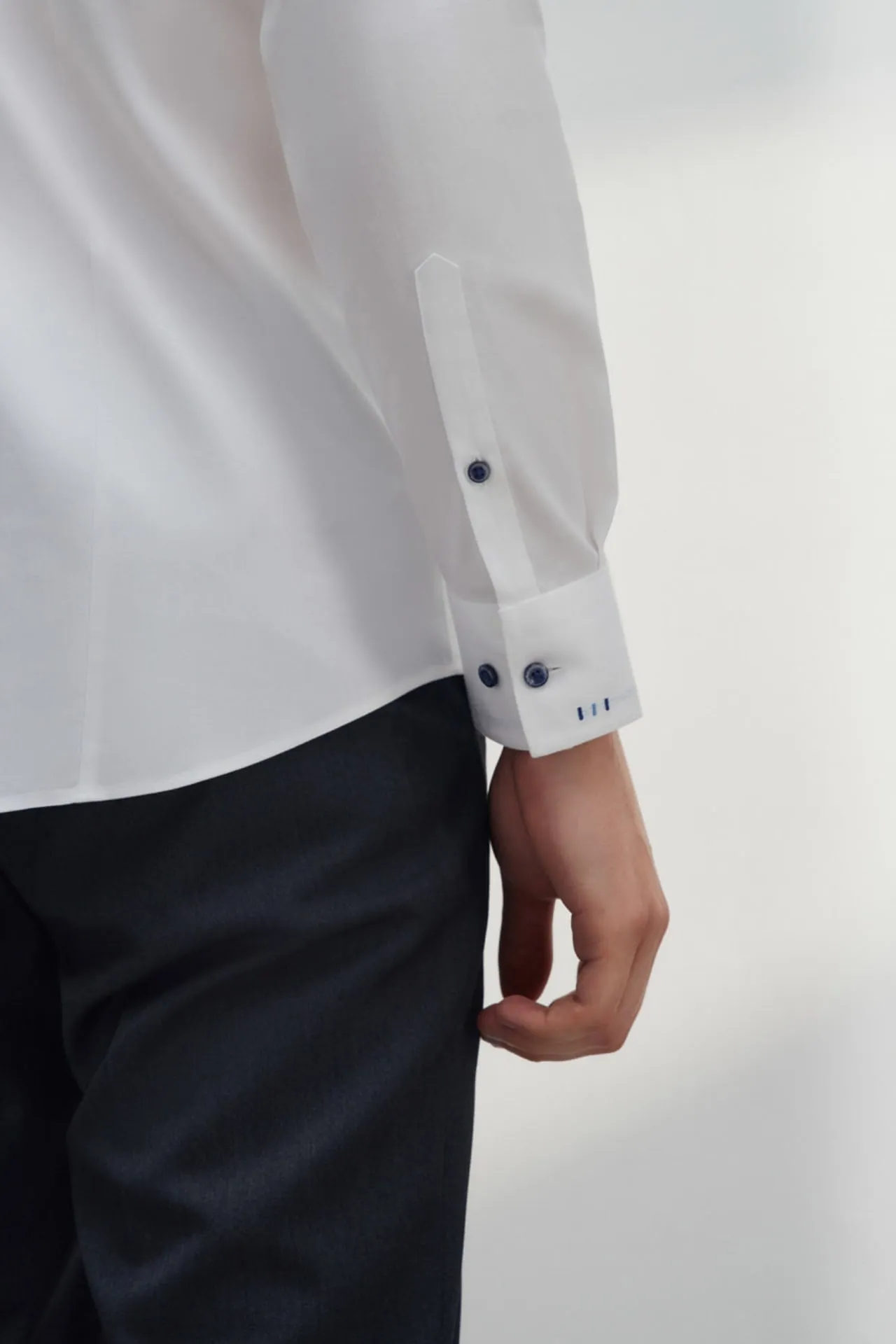 Non-Iron Cotton Stretch Smart Fit Twill Shirt Design Detail Collar