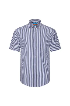 Non-Iron Easy Care Smart Fit Stripe Short Sleeve Shirt with Pocket