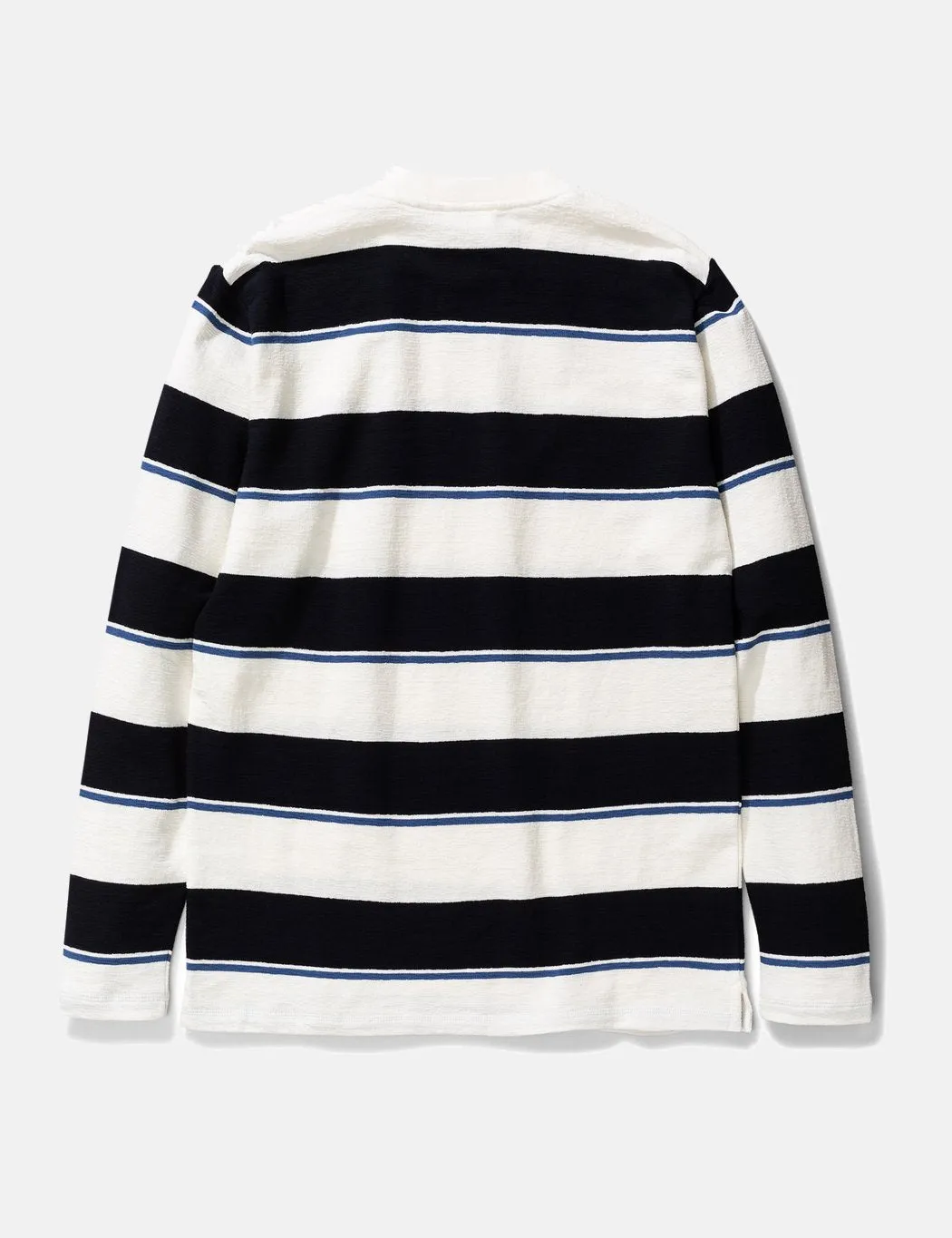 Norse Projects Johannes Textured Stripe Long Sleeve T-Shirt - Dark Navy Blue