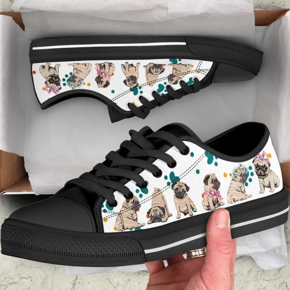 Pug Dog Adorable Low Top Shoes Canvas Sneakers Casual Shoes, Dog Printed Shoes, Canvas Shoes For Men, Women