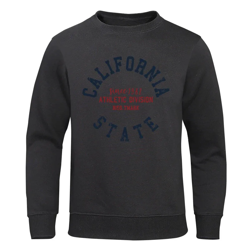 Since 1982 California State Street Letter Hoodie Men Retro Fashion Top Funny Pullover Clothing Novelty Graphic Hoodies Men'S