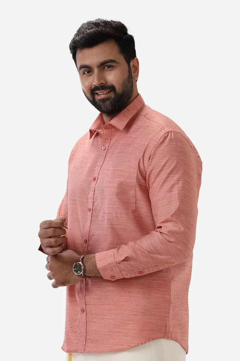 Swaraj - Peach Orange Silk Shirts For Men | Uathayam