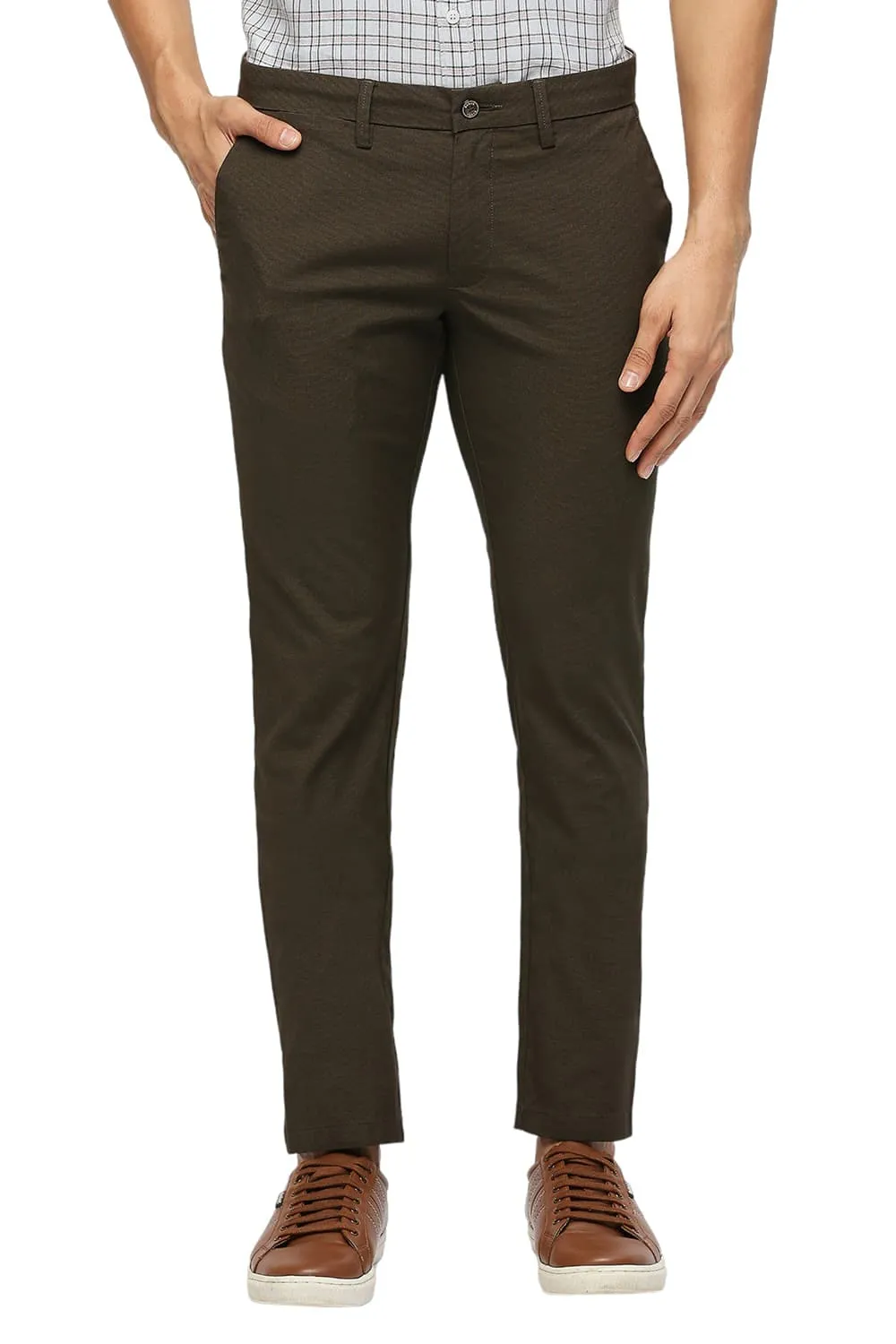 Tapered Fit Cotton Ployester Stretch Dobby Trousers