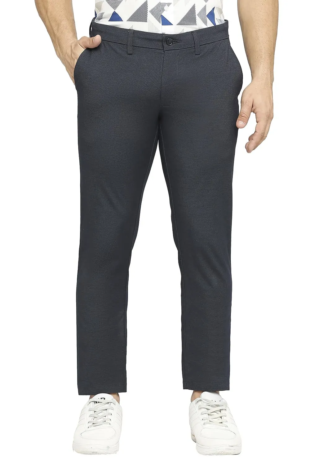 Tapered Fit Cotton Ployester Stretch Dobby Trousers