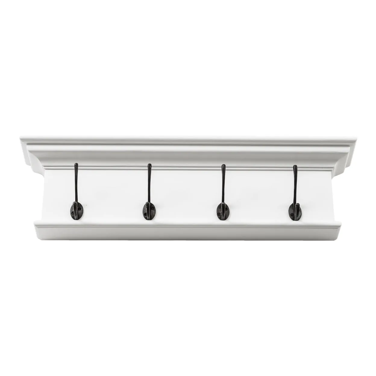 timeless Home Wall Decorative Antique Brass Hardware 4 Hook Coat Rack - Classic White Finish