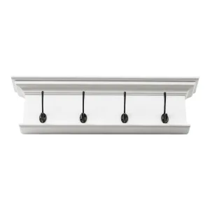 timeless Home Wall Decorative Antique Brass Hardware 4 Hook Coat Rack - Classic White Finish