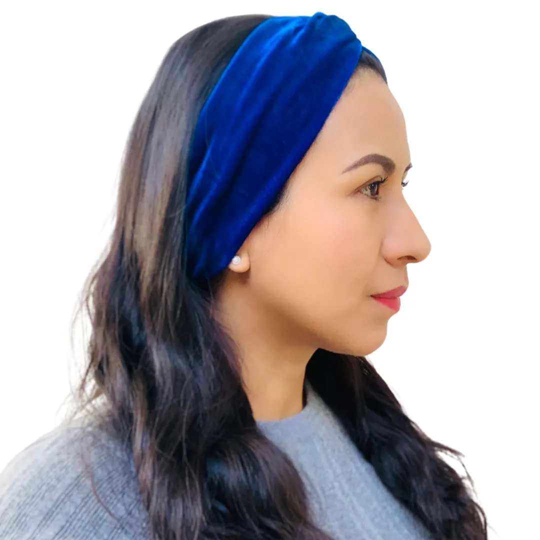 Top Knot Velvet Headband (Royal Blue)