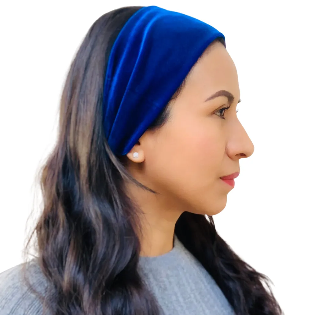 Top Knot Velvet Headband (Royal Blue)