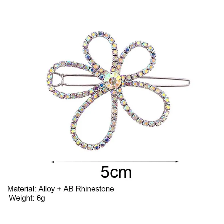 Wenkouban Fashion Hair Accessories for Women AB Crystal Big Flower Hairpins Girls Korean Gold Silver Color Hair Clip Jewelry Wedding 2022